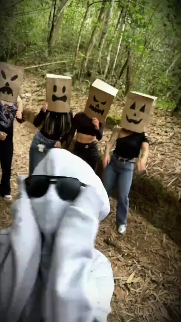 Smalltown Boy Halloween — paper-bag pumpkins and a ghost